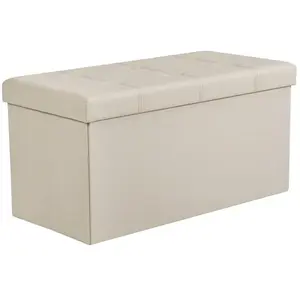 SONGMICS Coffre de rangement pliable, Beige pas cher