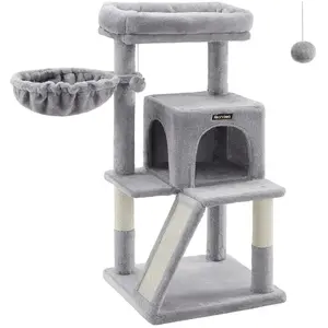 Comparateur de prix : FEANDREA Arbre à Chat, Tour de Jeux, Grand Plate-Forme, Gris Clair PCT51W