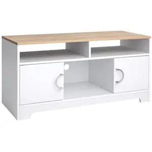 VASAGLE Meuble TV blanc couleur boisée pas cher