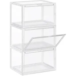 Comparateur de prix : SONGMICS Boîte à chaussures empilable, Transparent / 36 x 28 x 22 cm / Lot de 3