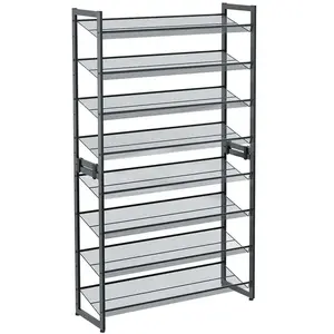 SONGMICS Étagère à chaussures à 8 niveaux, Gris