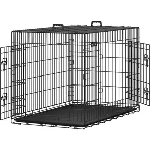 Comparateur de prix : FEANDREA Cage pour chien pliable transportable, Noir / 122 x 76 x 81 cm