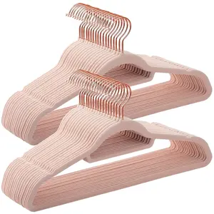 SONGMICS Cintres en velours antidérapant, Rose Clair + Rose Gold / 50