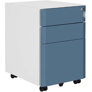 SONGMICS Caisson 3 tiroirs blanc bleu pas cher
