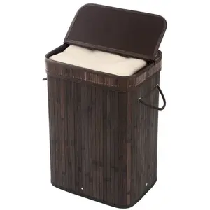 Songmics Calicosy - Panier à Linge en Bambou Marron - L40 cm - Marron TU pas cher