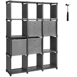 SONGMICS Étagère 12 casiers gris noir pas cher