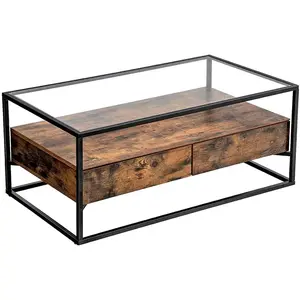 VASAGLE Table basse verre industriel pas cher