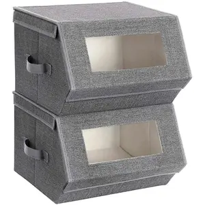SONGMICS 2 Boîtes rangement gris pas cher