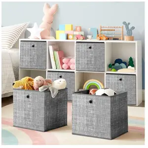 Comparateur de prix : SONGMICS Lot de 6 cubes de rangement pliables gris en tissu non tissés - H30 cm