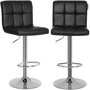 SONGMICS Lot de 2 Tabourets de bar avec Dossier hauteur réglable 95-115cm Noir LJB64B pas cher