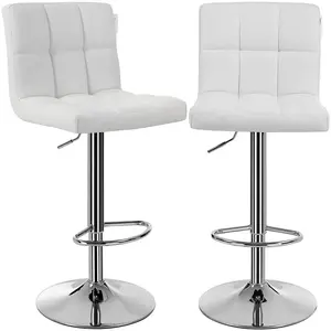SONGMICS Tabourets de bar en PU (Lot de 2), Blanc pas cher