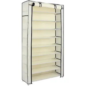 SONGMICS Porte-chaussures 10 niveaux, Beige pas cher