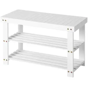 SONGMICS Banc étagère à chaussures à 3 niveaux, Blanc pas cher