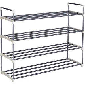SONGMICS Étagère à chaussures à 4 niveaux, Gris / 92 x 30 x 73 cm (L x l x H) pas cher