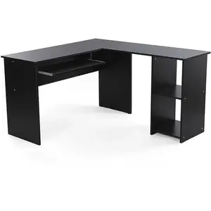 VASAGLE Bureau informatique en forme de L, Noir pas cher