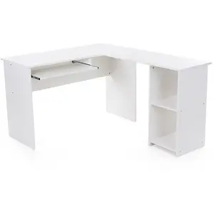 VASAGLE Bureau informatique en forme de L, Blanc