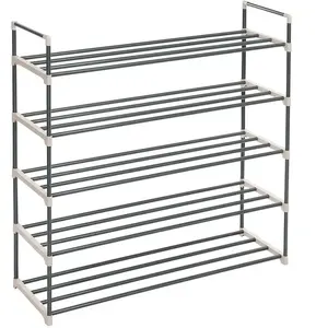 SONGMICS Étagère à chaussures à 5 niveaux, Gris pas cher