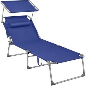 SONGMICS Bain de soleil pliable, Bleu Foncé pas cher