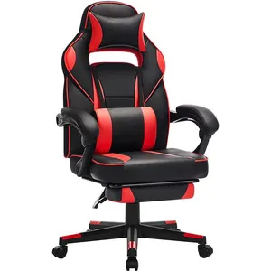 Comparateur de prix : SONGMICS Chaise gaming avec repose-pieds, Noir et Rouge