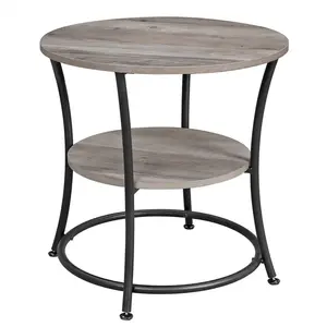 VASAGLE Table d'appoint ronde industriel, Grège pas cher