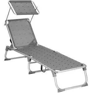SONGMICS Chaise longue pliable avec dossier, Gris Foncé / 193 x 53 x 31 cm pas cher