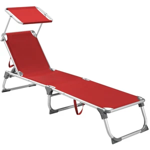 SONGMICS Chaise longue pliable avec dossier, Rouge / 193 x 53 x 31 cm
