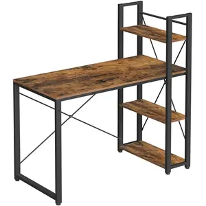 Vasagle Bureau 120 cm industriel, Marron Rustique + Noir / 60 x 120 x 120 cm pas cher