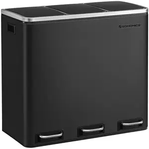 Comparateur de prix : SONGMICS Calicosy - Poubelle de Tri 54L à Pédales Noires - Noir TU