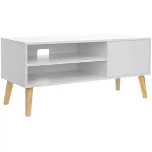 VASAGLE Meuble TV montage facile, Blanc / 40 x 110 x 49 cm pas cher
