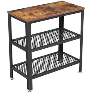 Comparateur de prix : Table d'appoint VASAGLE avec 2 étagères en maille marron rustique LET33BX