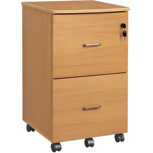 VASAGLE Caisson de bureau avec 2 tiroirs, Couleur Hêtre pas cher