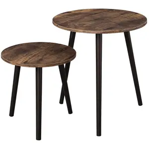 SONGMICS Table de salon rond design, Marron Rustique pas cher
