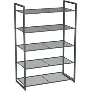 SONGMICS Étagère à chaussures 5 niveaux gris pas cher