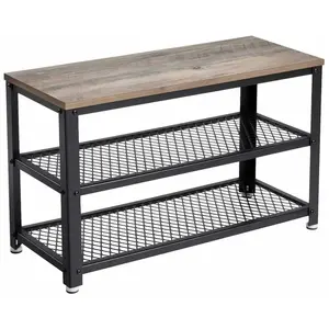 Comparateur de prix : VASAGLE Banc à chaussures 73 x 30 x 45 cm Cadre en Acier Grège et Noir