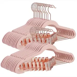 SONGMICS 24 Cintres pinces velours rose