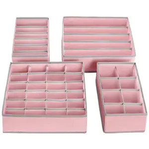 Comparateur de prix : SONGMICS 4 Boîtes de rangement pliable, Rose