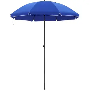 SONGMICS Parasol de jardin protection solaire, Bleu / Ø 2 m pas cher