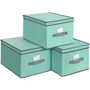 SONGMICS 3 Boîtes de rangement pliable, Vert pas cher