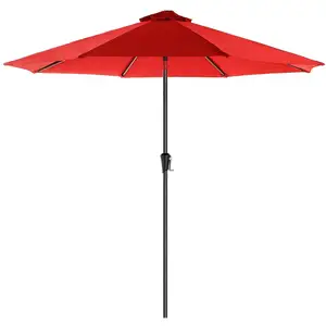 SONGMICS Parasol de jardin avec manivelle, Rouge / Ø 3 m pas cher