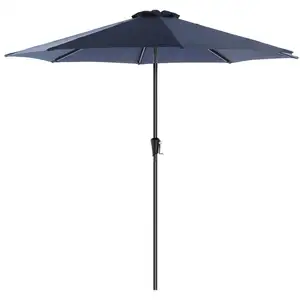SONGMICS Parasol de jardin avec manivelle, Bleu Marine / Ø 3 m pas cher