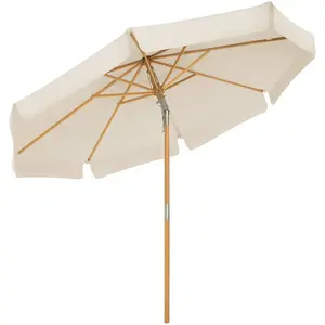 SONGMICS Parasol 3 m rond avec mât en bois, Beige pas cher