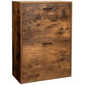 Comparateur de prix : VASAGLE Meuble à chaussures à 2 abattants, Marron Rustique / 60 x 24 x 83,5 cm