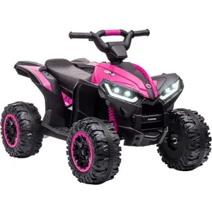 PROMIRACAL Quad Voiture électrique pour Enfant 12 V,2 Moteurs 2 Vitesses 3-6 km/h, phares LED, klaxon, MP3 et USB,3 à 5 Ans,83x53x56cm,RoseVendu parcdiscount
