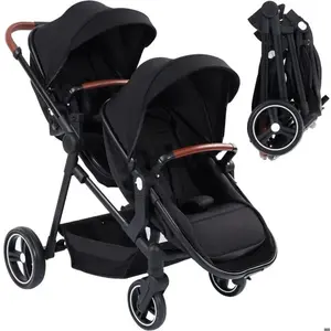 SALUT Poussette Double Légère Landau Pliable de Voyage Poussette Tande... pas cher