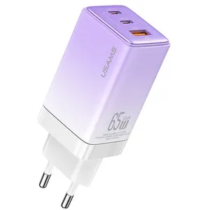 Chargeur Mural Usams Gan Power Delivery Usb-c/usb-a 65 W, Violet pas cher