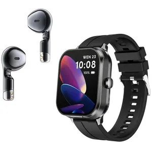 AMORUS Montre connectée Bluetooth TWS 2 en 1 avec écouteurs et surveil...