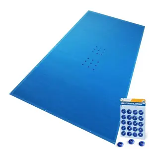 vounot Bache piscine rectangulaire en Polyethylene 160 gr/m2 5x10m Ble... pas cher