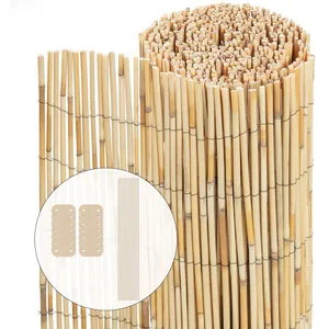 VOUNOT Canisse en roseau renforcée Brise vue naturel avec attaches de fixation 90x600cm pas cher