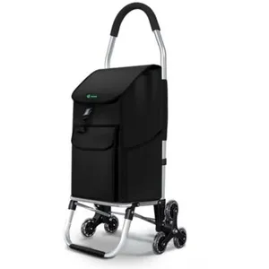 Chariot De Courses Avec Sac Isotherme 40L - Cadre Aluminium Léger, Grandes Roues, Fermeture Éclair