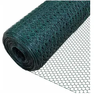 VOUNOT Grillage a poule avec fils 25mm en PVC gaine vert 1x25M